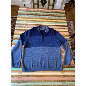 REI Half Zip Pullover Sweater Mens L Heather Blue Ombre Striped Outdoors